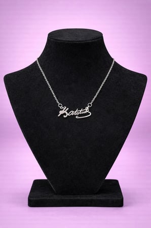 Atatürk İmza Model Taşlı Silver Renk Kolye