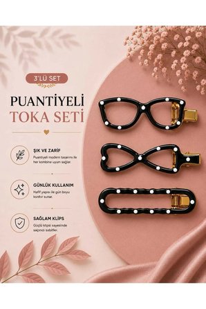 Puantiye Detaylı 3’lü Toka Seti