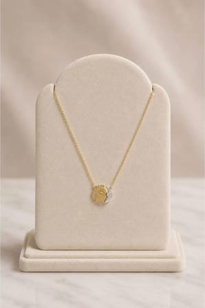 Minimal Güneş Ay Figürlü Gold Silver Kolye