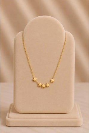 Minimal Taş Detaylı Yıldız Gold Kolye