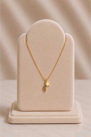 Minimal Renkli Taşlı Kayan Yıldız Gold Kolye