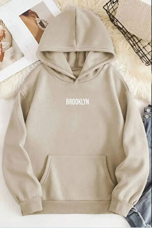 Brooklyn Baskılı Unisex Kapüşonlu Sweatshirt
