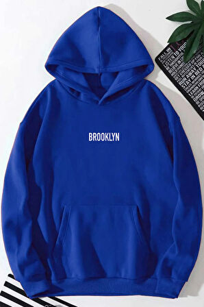 Brooklyn Baskılı Unisex Kapüşonlu Sweatshirt