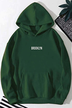 Brooklyn Baskılı Unisex Kapüşonlu Sweatshirt
