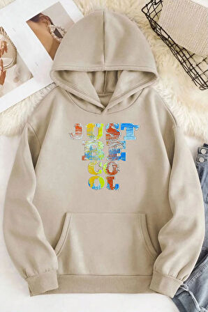 Just Be Cool Baskılı Kapüşonlu Sweatshirt