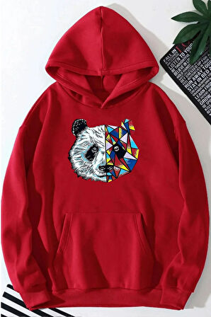 Panda Baskılı Kapüşonlu Sweatshirt