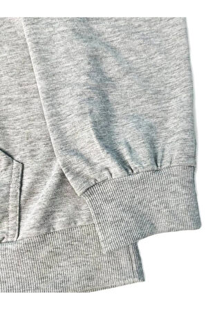 El Yazı Detaylı 2 İplik Şardonlu Kapüşonlu  Sweatshirt