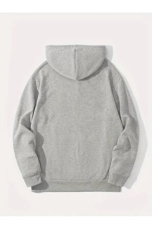 El Yazı Detaylı 2 İplik Şardonlu Kapüşonlu  Sweatshirt