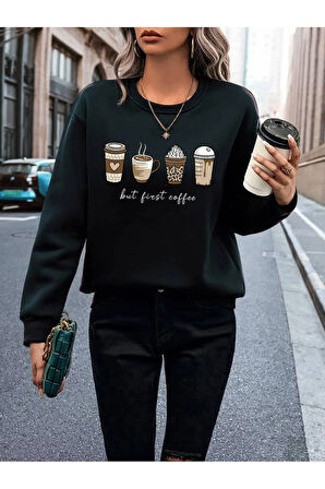 Coffe Desenli 2 İplik Sweatshirt