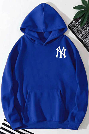 Ön Arka NY Baskılı Kapüşonlu Sweatshirt