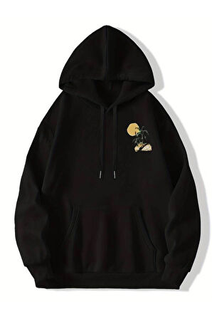 Beach Baskılı Kapüşonlu Sweatshirt