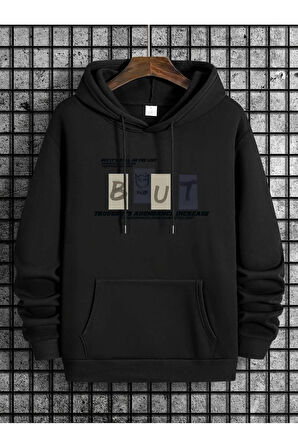 But Baskılı Kapüşonlu Sweatshirt