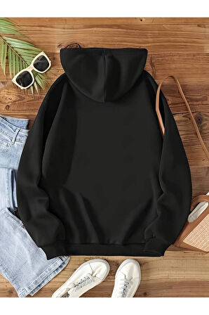 Cherry Baskılı Kapüşonlu Sweatshirt