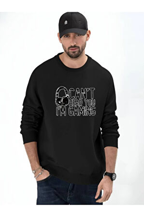 Gaming Baskılı Kapüşonlu Sweatshirt