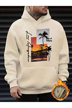 Los Angeles Baskılı Kapüşonlu Sweatshirt