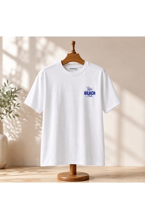 beach club tasarım %100 pamuk unisex basic tişört