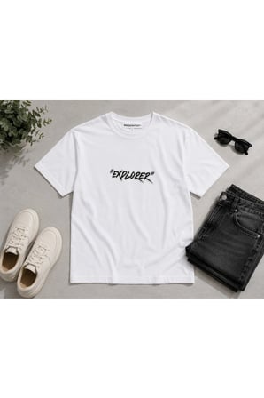 explorer tasarım %100 pamuk unisex basic tişört