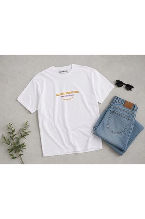 malibu surf club tasarım %100 pamuk unisex basic tişört