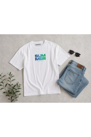 summer tasarım %100 pamuk unisex basic tişört