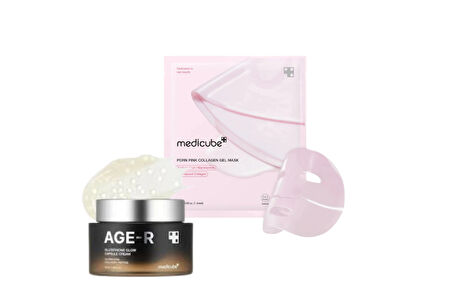 Medicube Set Age-R Glutathione Glow Capsule Yüz Kremi 50ml +  Pdrn Pink Collagen Gel Mask 28gr – Elastikiyet Koruyucu & Besleyici Kolajenli Jel Yüz Maskesi