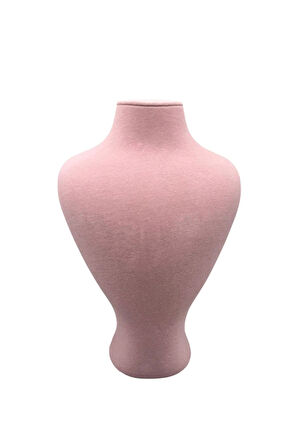 Yerli Üretim Zeus Model Süet Kumaş Pembe Renk 29/ 22 Cm Takım Kolye Sergileme Mankeni