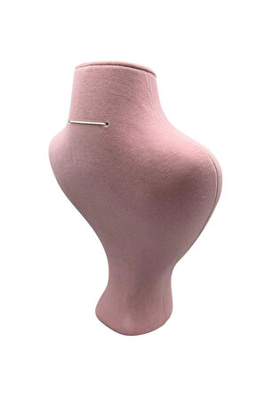 Yerli Üretim Zeus Model Süet Kumaş Pembe Renk 29/ 22 Cm Takım Kolye Sergileme Mankeni