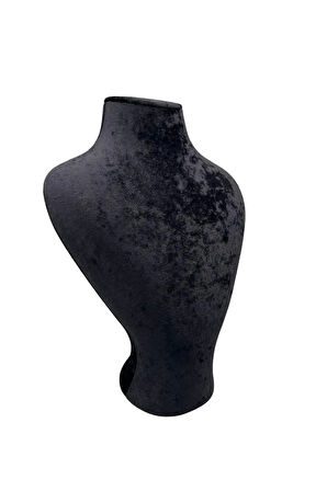 Yerli Üretim Zeus Model Süet Kumaş Siyah Renk 29/ 22 Cm Takım Kolye Sergileme Mankeni