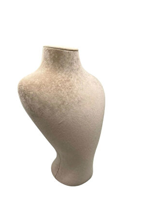 Yerli Üretim Zeus Model Süet Kumaş Sütlü Kahve Renk 29/ 22 Cm Takım Kolye Sergileme Mankeni