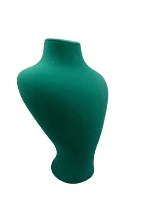 Yerli Üretim Zeus Model Süet Kumaş Yeşil Renk 29/ 22 Cm Takım Kolye Sergileme Mankeni