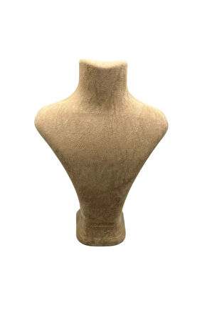 Yerli Üretim Londra Model Süet Kumaş Sütlü Kahve Renk 28/18 Cm Kolye Sergileme Mankeni