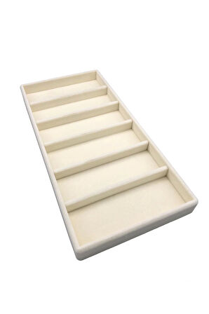 Yerli Üretim Lefkoşa Model Süet Kumaş Krem Renk 38 Cm / 19 Cm Gözlük Sergileme Çekmece Içi Stand