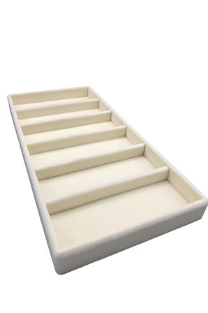 Yerli Üretim Lefkoşa Model Süet Kumaş Krem Renk 38 Cm / 19 Cm Gözlük Sergileme Çekmece Içi Stand