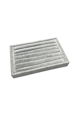 Yerli Üretim Küçük Boy Süet Kumaş Gri Renk 22,5/14,5 Cm Rulo Çekmece Içi Yüzük Standı