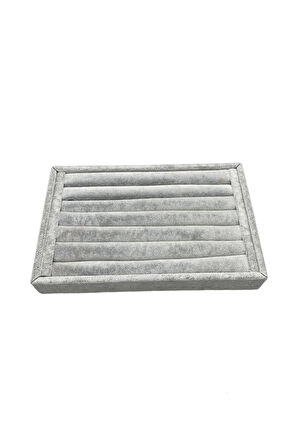 Yerli Üretim Küçük Boy Süet Kumaş Gri Renk 22,5/14,5 Cm Rulo Çekmece Içi Yüzük Standı