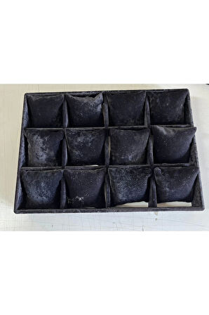 Yerli Üretim Tokyo Model Süet Kumaş Siyah Renk 34/24 Cm Yastıklı Çekmece Içi Saat Ve Takı Kutusu
