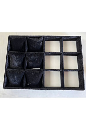 Yerli Üretim Tokyo Model Süet Kumaş Siyah Renk 34/24 Cm Yastıklı Çekmece Içi Saat Ve Takı Kutusu