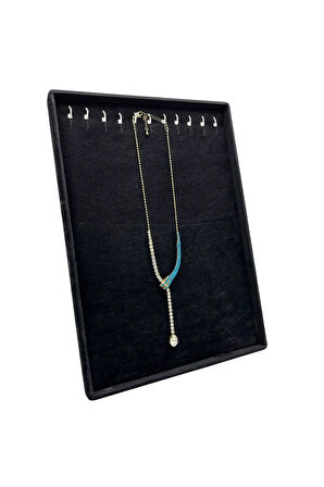 Süet Kumaş Siyah Renk 34/24 Cm Ayaklı Kolye Sergileme Standı