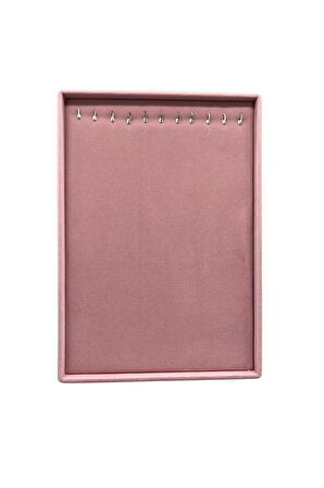 Süet Kumaş Pembe Renk 34/24 Cm Ayaklı Kolye Sergileme Standı