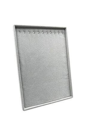 Süet Kumaş Gri Renk 34/24 Cm Ayaklı Kolye Sergileme Standı