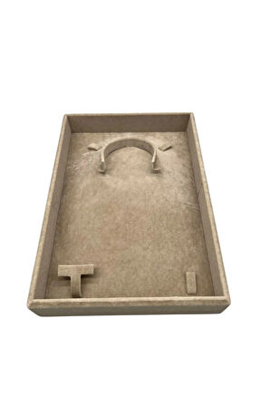 Yerli Üretim Süet Kumaş Sütlü Kahve Renk 26/19 Cm Mini Takı Sergileme Tablası
