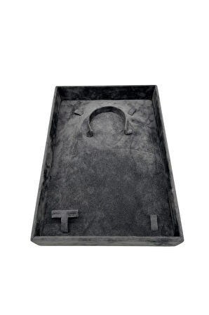 Yerli Üretim Süet Kumaş Siyah Renk 26/19 Cm Mini Takı Sergileme Tablası