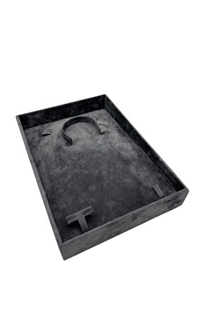 Yerli Üretim Süet Kumaş Siyah Renk 26/19 Cm Mini Takı Sergileme Tablası
