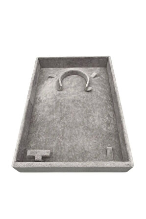 Yerli Üretim Süet Kumaş Gri Renk 26/19 Cm Mini Takı Sergileme Tablası