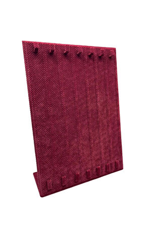 Keten Kumaş Bordo Renk 35/25 Cm Ayaklı Tırnaklı Tesbih Yüzük Kombin Sergileme Standı