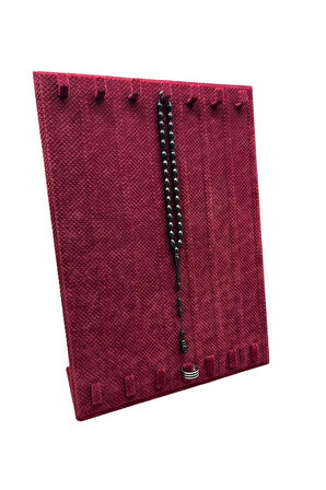 Keten Kumaş Bordo Renk 35/25 Cm Ayaklı Tırnaklı Tesbih Yüzük Kombin Sergileme Standı