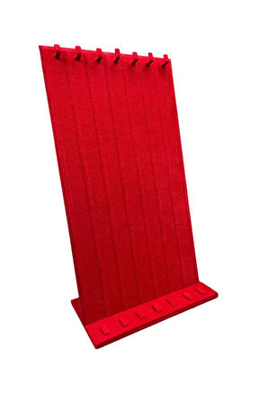 Keten Kumaş Kırmızı Renk 45/25 Cm Ayaklı Tırnaklı Tesbih Yüzük Kombin Sergileme Standı