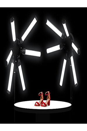 Katlanabilir 6 Kollu LED Stüdyo Işık – 90W Yüksek Parlaklık, 3200K-5600K Renk Ayarı, Tripod ve Taşıma Çantası 2.10 CM Tripod Ayak Canlı Yayın Işığı