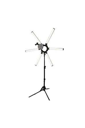 Katlanabilir 6 Kollu LED Stüdyo Işık – 90W Yüksek Parlaklık, 3200K-5600K Renk Ayarı, Tripod ve Taşıma Çantası 2.10 CM Tripod Ayak Canlı Yayın Işığı
