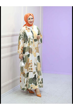 Kadın Etnik Desenli Modal Kumaş Tesettür Elbise