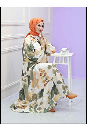 Kadın Etnik Desenli Modal Kumaş Tesettür Elbise